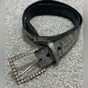 Harley Davidson Silver and Diamond Embellished Snakeskin Belt Sz M